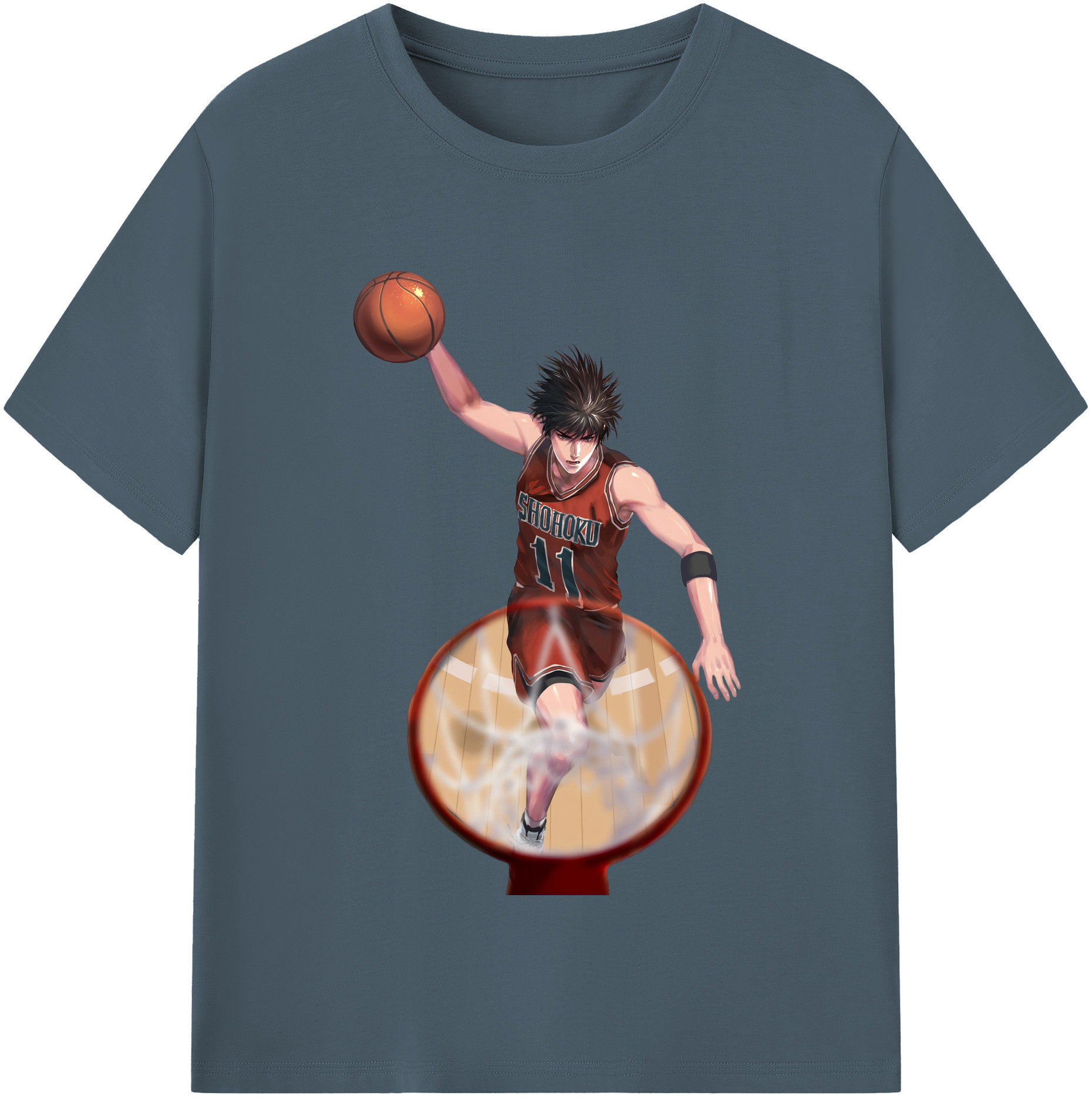 SLAM DUNK／スラムダンク 綿100％半袖Tシャツ（フロントプリント）